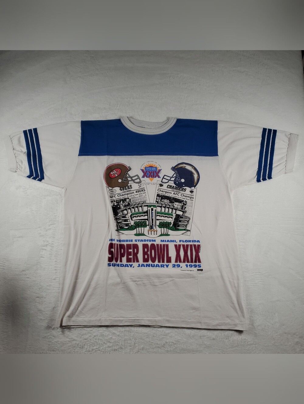 Vtg 95 Alore Super Bowl XXIX 49ers/Chargers T-shirt Made In USA XL Single-Stitch
